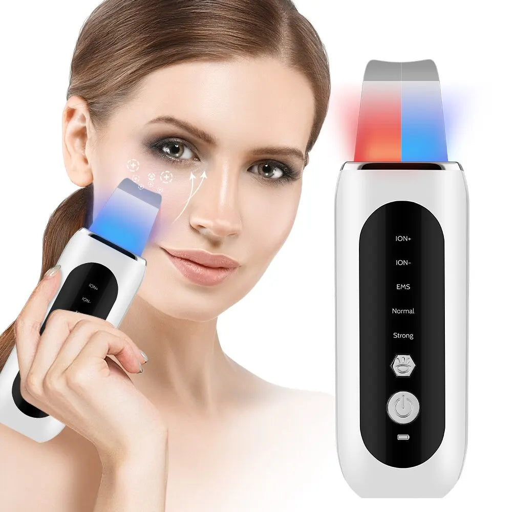 Ultrasonic Skin Scrubber Peeling Blackhead Remover Deep Face Cleaning Ultrasonic Ion Ance Pore Cleaner Facial Shovel Cleanser