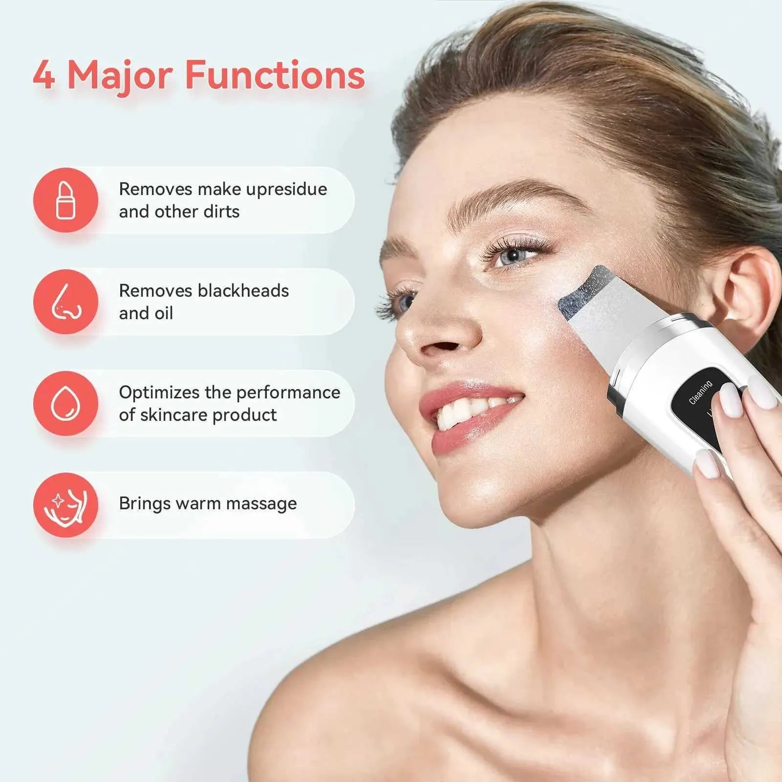 Ultrasonic Skin Scrubber Peeling Blackhead Remover Deep Face Cleaning Ultrasonic Ion Ance Pore Cleaner Facial Shovel Cleanser